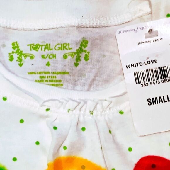 Total Girl Peace and Love Long Sleeve Tee - White and Gray Girls Size 4 NWT - Picture 3 of 3